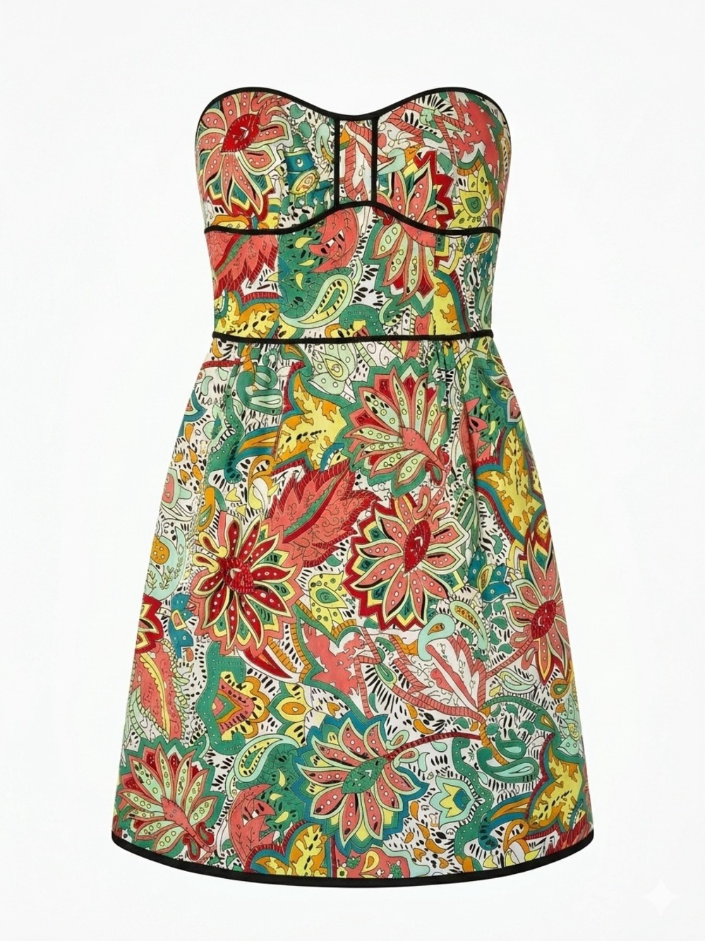 Nanette Lepore Women's Size 8 Vibrant Multicolor Paisley Floral Strapless Dress